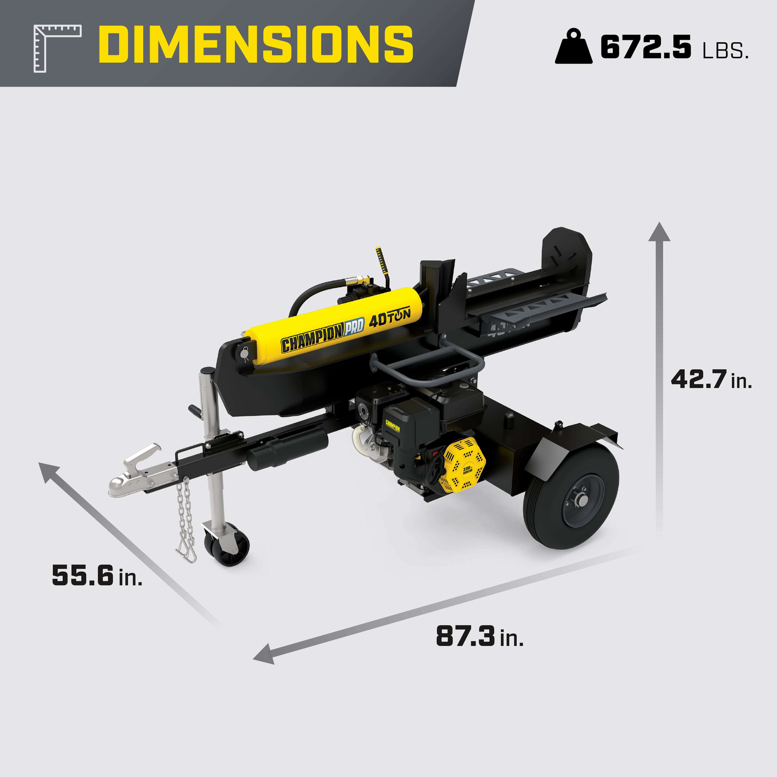 Champion 201091 Pro 40-Ton Log Splitter Horizontal/Vertical Full Beam Gas With Auto Return New