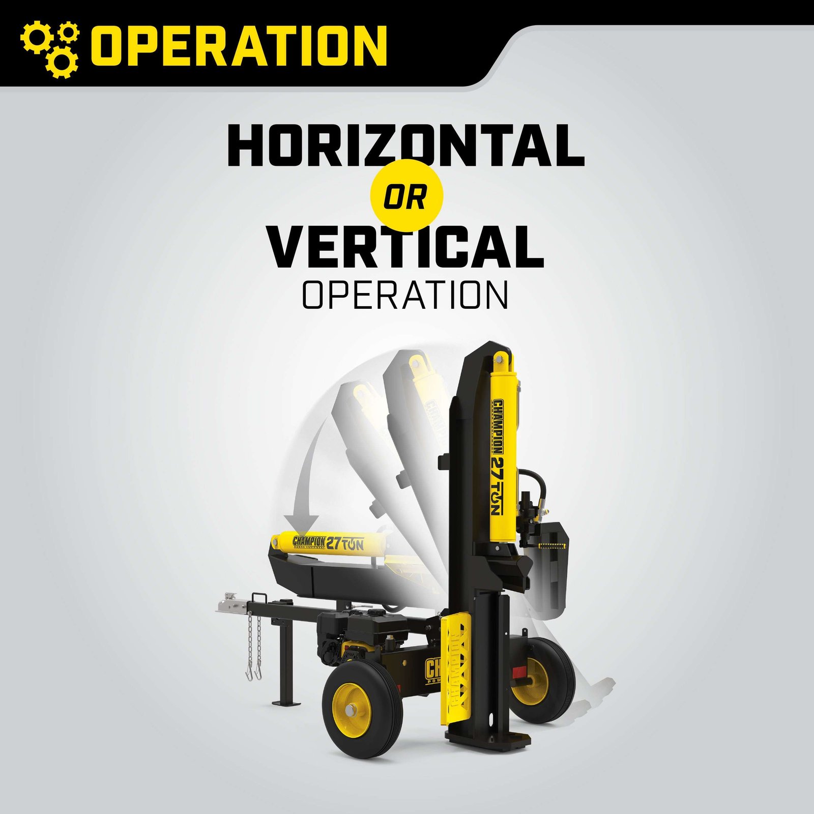 Champion 201312 27-Ton Log Splitter Horizontal/Vertical Full Beam Gas with Auto Return New